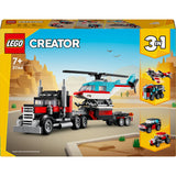 LEGO® Creator 3in1 - Ploščadni tovornjak s helikopterjem (31146)